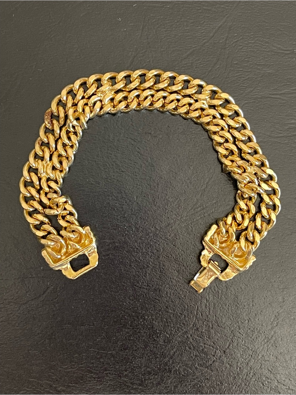 Vintage goldette Gold-Tone Double Cuban bracelet.